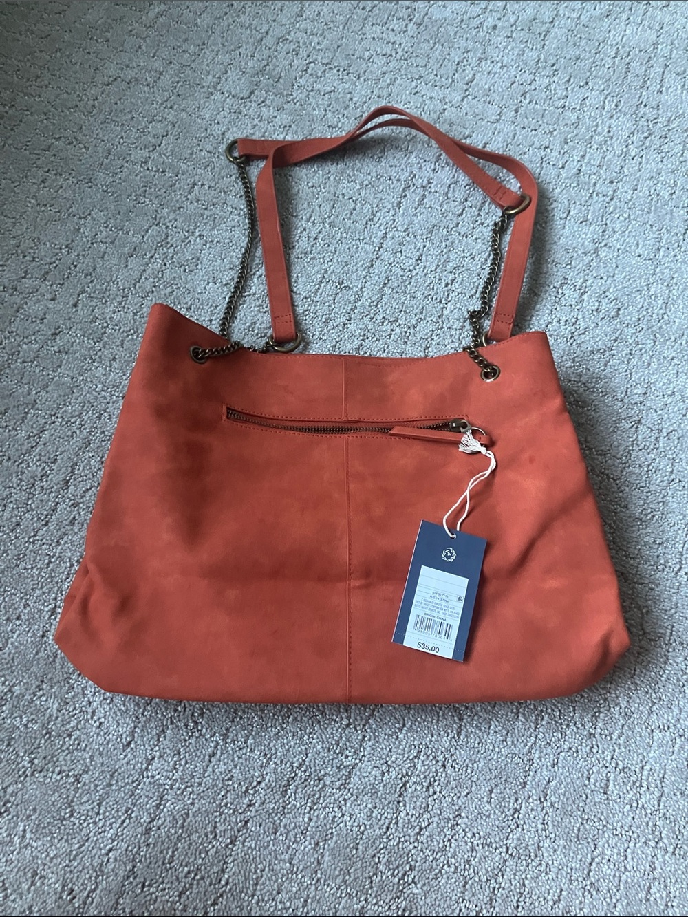 Universal Thread Orange Suede-Style Shoulder Bag with Chain Straps